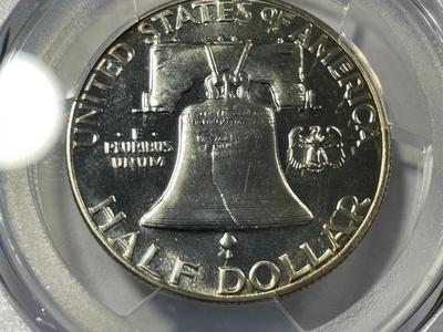 PCGS CERTIFIED 1957 PROOF67 CAMEO? FRANKLIN SILVER HALF DOLLAR AS PICTURED. FREE DOMESTIC SHIPPING.