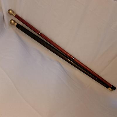 Two Vintage Wooden Canes W/Compass & Secret Compartment (BD-SD)