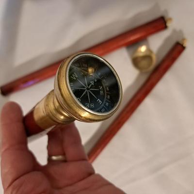 Two Vintage Wooden Canes W/Compass & Secret Compartment (BD-SD)