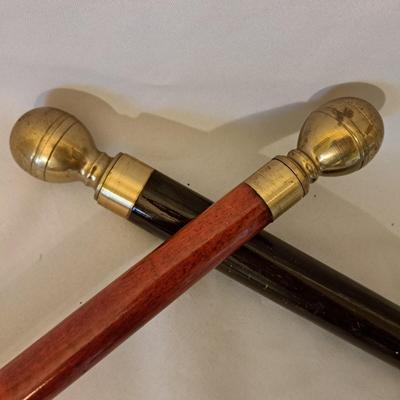 Two Vintage Wooden Canes W/Compass & Secret Compartment (BD-SD)