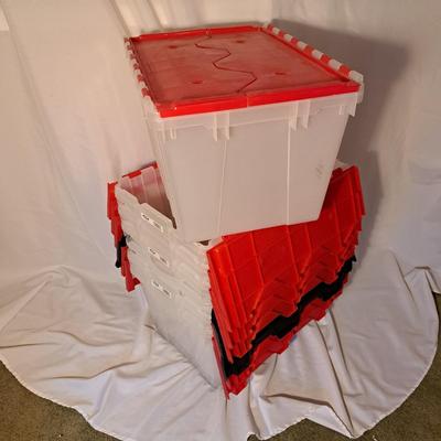Seven HDP Red & Black Storage Containers (BD-SD)