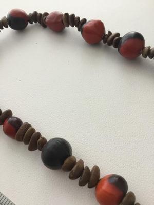 Beautiful red woood type and shell statement necklace