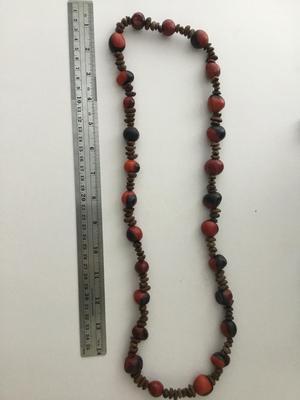 Beautiful red woood type and shell statement necklace