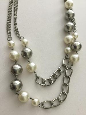 Silver tone 2 layer fashion necklace