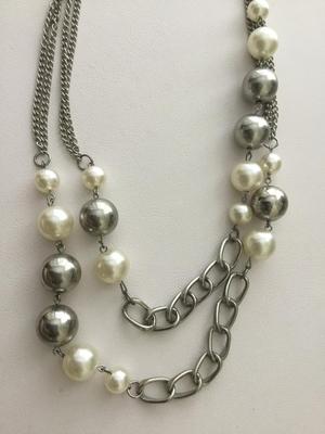 Silver tone 2 layer fashion necklace