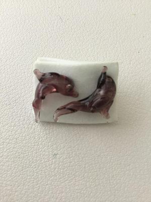 Beautiful glass type small dolphin stud earrings