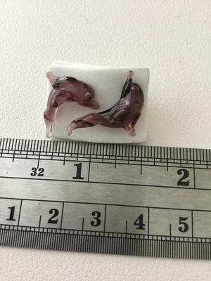 Beautiful glass type small dolphin stud earrings
