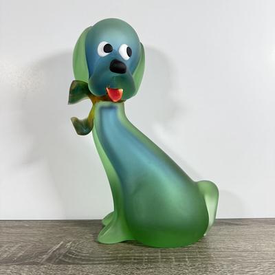 LOT 1D: Vintage Murano Seguso Uranium Art Glass Dog Sculpture *condition issue*