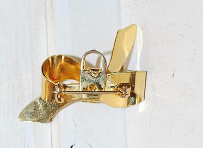 VINTAGE 1950's Bowtie Shaped PIN OR PENDANT (1¼" x 1") & Gold Tone (Tin?) Clasp