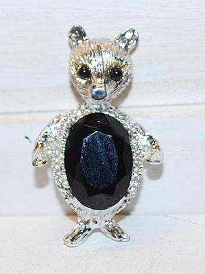 VINTAGE 1950-1960's BLACK EYED & BELLY Stones FOX Brooch (1¾" x 1") on a Silver Tone Base
