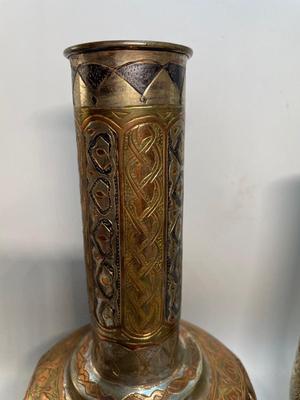 Etched brass Middle Eastern vases
