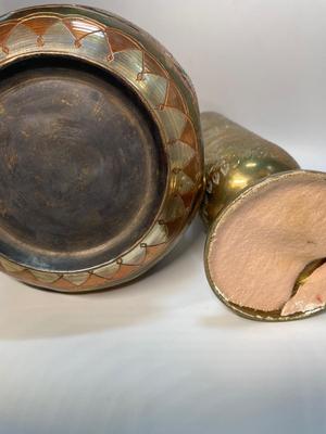 Etched brass Middle Eastern vases