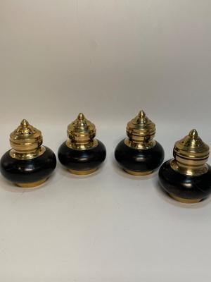 Mid-Century Ebony & Brass Salt & Pepper Sets
