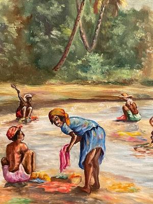 Louis Agenor painting on canvas