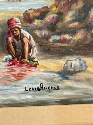 Louis Agenor painting on canvas