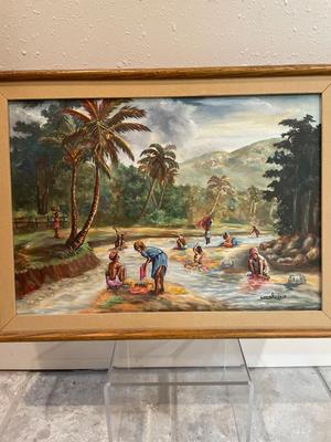 Louis Agenor painting on canvas