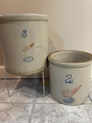2 & 3 Gallon Red Wing Crocks