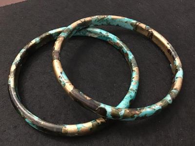 Turquoise Gold Bronze Vintage Bangles