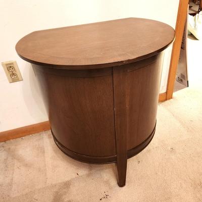Lot #108 Vintage Mid-Century Demilune Nightstand or Lamp Table