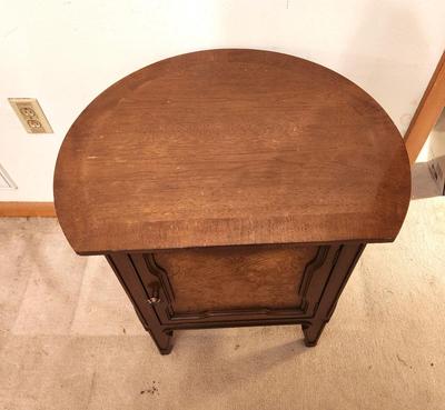 Lot #108 Vintage Mid-Century Demilune Nightstand or Lamp Table