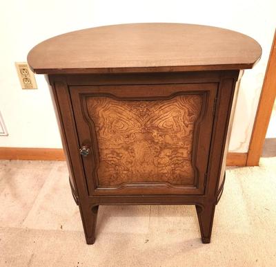 Lot #108 Vintage Mid-Century Demilune Nightstand or Lamp Table