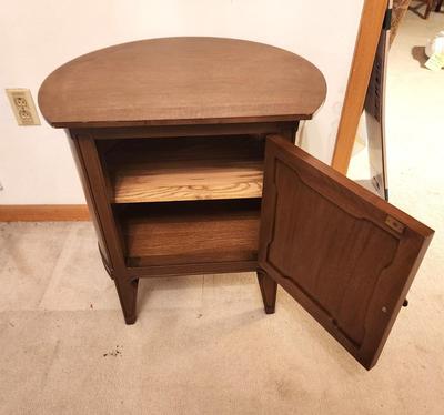 Lot #108 Vintage Mid-Century Demilune Nightstand or Lamp Table