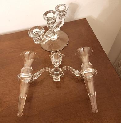 Lot #110 Vintage Cambridge "Caprice" Rotating Crystal Epergne/Candlestick