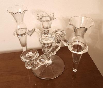 Lot #110 Vintage Cambridge "Caprice" Rotating Crystal Epergne/Candlestick
