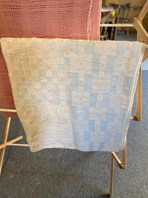 2 HANDMADE BLANKETS AND CLOTHING RACK