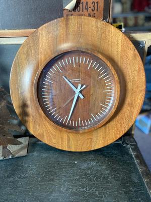 SETH THOMAS WOODEN WALL CLOCK & IRON PINE TREE DECOR