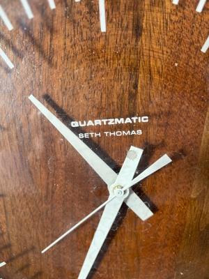 SETH THOMAS WOODEN WALL CLOCK & IRON PINE TREE DECOR