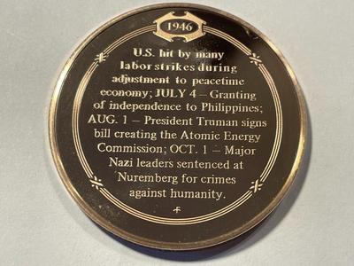 1946 TRIAL OF WAR CRIMINALS' FRANKLIN MINT PROOF BRONZE MEDAL (MEDAL #104). FREE DOMESTIC SHIPPING.
