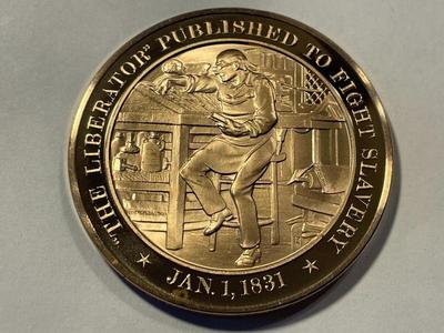 1831 THE LIBERATOR PUBLISHED TO FIGHT SLAVERY FRANKLIN MINT PROOF BRONZE MEDAL (MEDAL #103). FREE DOMESTIC SHIPPING.
