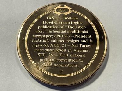 1831 THE LIBERATOR PUBLISHED TO FIGHT SLAVERY FRANKLIN MINT PROOF BRONZE MEDAL (MEDAL #103). FREE DOMESTIC SHIPPING.