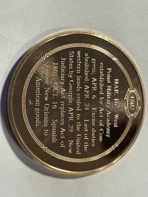 1802 THE MILITARY ACADEMY ESTABLISHED FRANKLIN MINT PROOF BRONZE MEDAL (MEDAL #102). FREE DOMESTIC SHIPPING.