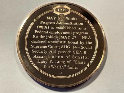 1935 WPA AIDS THE UNEMPLOYED FRANKLIN MINT PROOF BRONZE MEDAL (MEDAL #108). FREE DOMESTIC SHIPPING.
