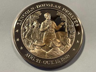 1858 LINCOLN-DOUGLAS DEBATES FRANKLIN MINT PROOF BRONZE MEDAL (MEDAL #113). FREE DOMESTIC SHIPPING