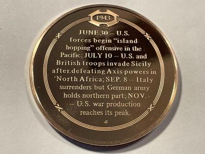 1943 THE WAR OF PRODUCTION FRANKLIN MINT PROOF BRONZE MEDAL (MEDAL #118). FREE DOMESTIC SHIPPING
