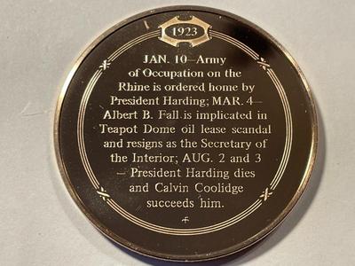 1923 CALVIN COOLIDGE BECOMES PRESIDENT FRANKLIN MINT PROOF BRONZE MEDAL (MEDAL #111). FREE DOMESTIC SHIPPING