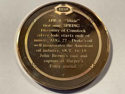 1859 BEGINNING OF AMERICAN OIL INDUSTRY FRANKLIN MINT PROOF BRONZE MEDAL (MEDAL #114). FREE DOMESTIC SHIPPING