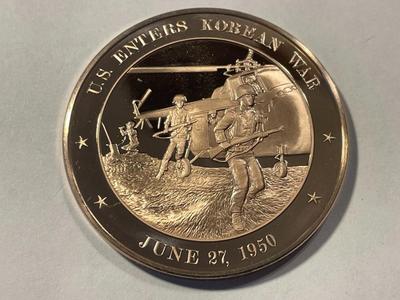 1950 U.S. ENTERS KOREAN WAR FRANKLIN MINT PROOF BRONZE MEDAL (MEDAL #115). FREE DOMESTIC SHIPPING