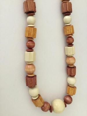 Wooden type beaded statement necklace