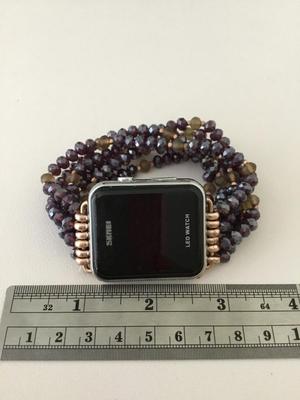 Led beaded stretchy fashion watch