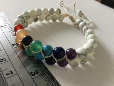 Colorful howlite stone beaded adjustable bracelet