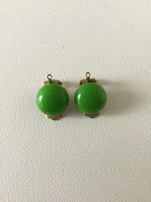 Vintage Hong Kong marked green stud clip on earrings