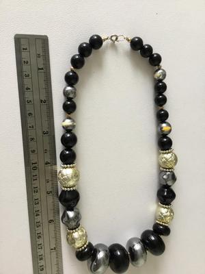 Beautiful statement black beaded necklace
