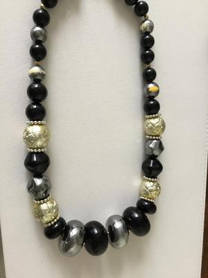 Beautiful statement black beaded necklace
