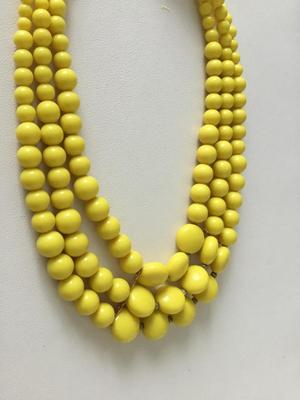 Yellow three layer beaded necklace