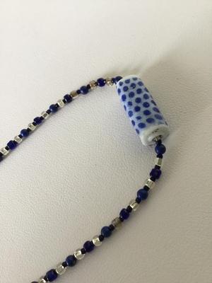 Blue glass beaded pendant beaded necklace