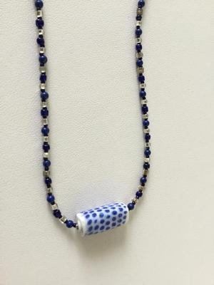 Blue glass beaded pendant beaded necklace